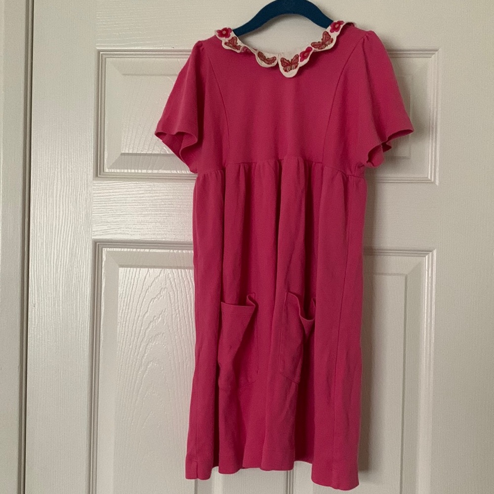 Never worn Mini Boden pink girls dress, size 7-8. Perfect for spring!
